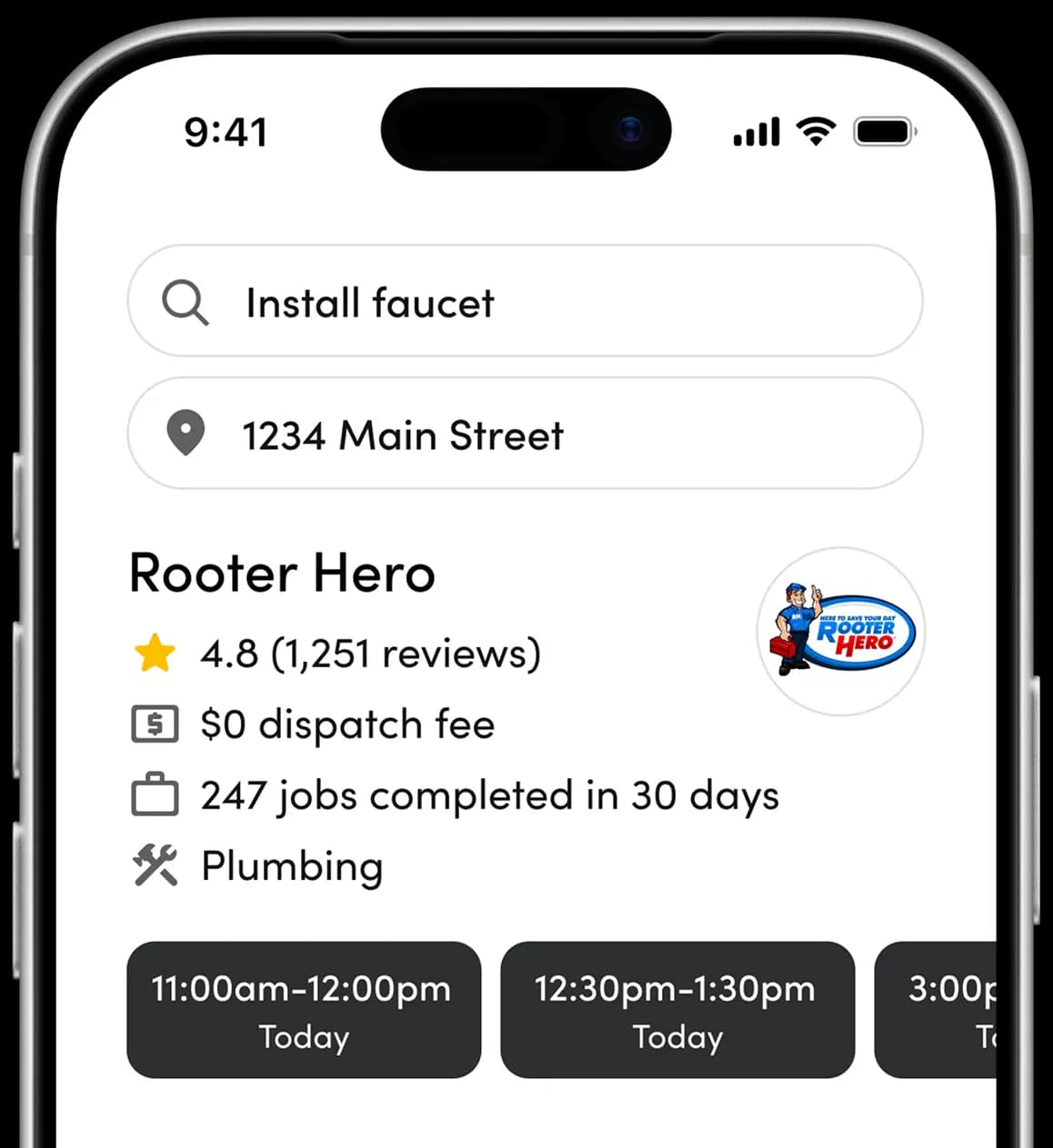 Phone example of the booking flow