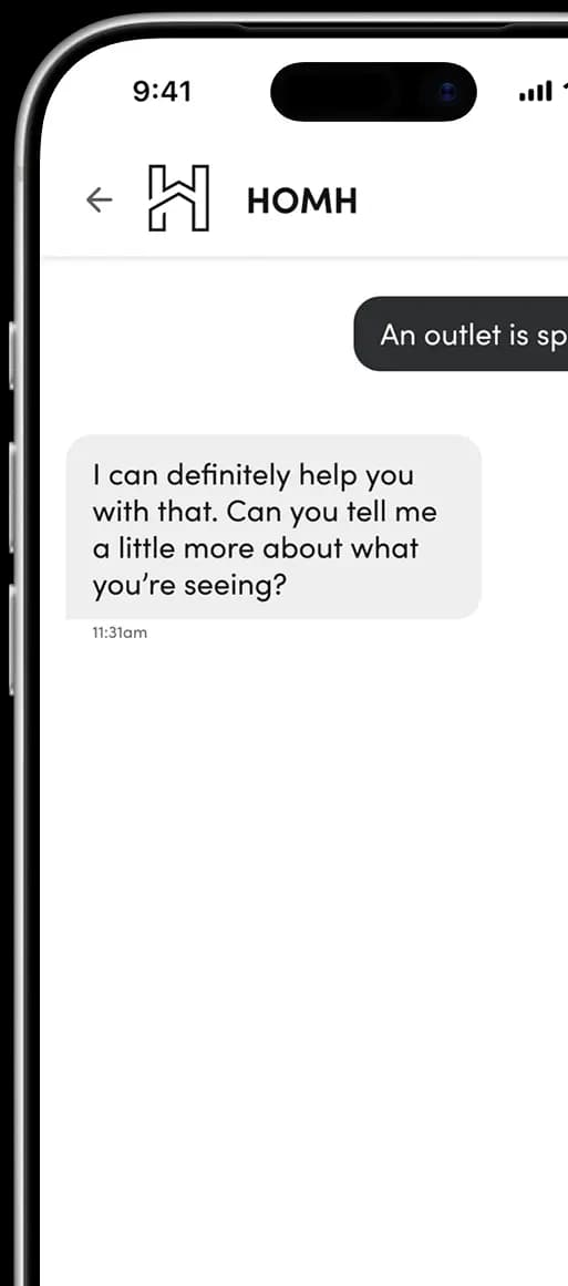 Chat conversation with the AI assistant about electrical issues to find an electrician