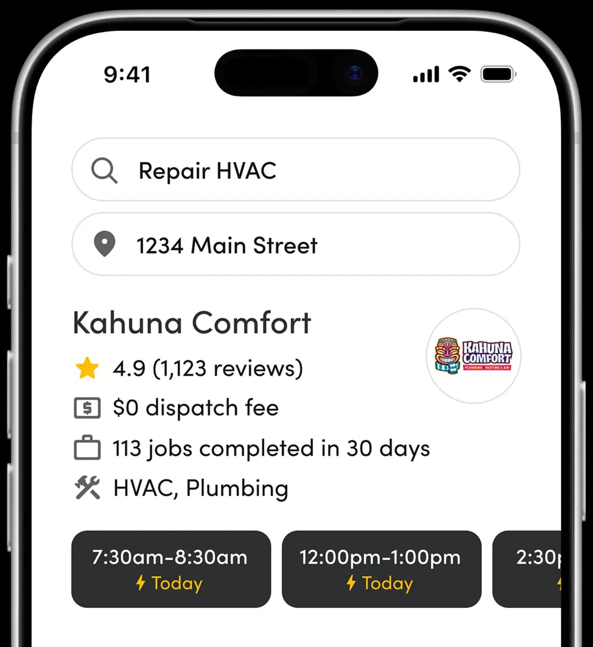 Phone example of the booking flow
